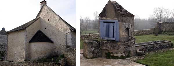 Pignon du logis avec four à pain. puits couvert avec abreuvoir