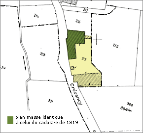 Plan de situation d'après le cadastre de 1988